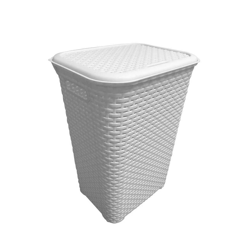 Cesto Rattan c/tapa blanco niebla La Ardilla