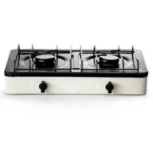 Estufa De Mesa Con Dos Quemadores 52cm Acero Porcelanizado