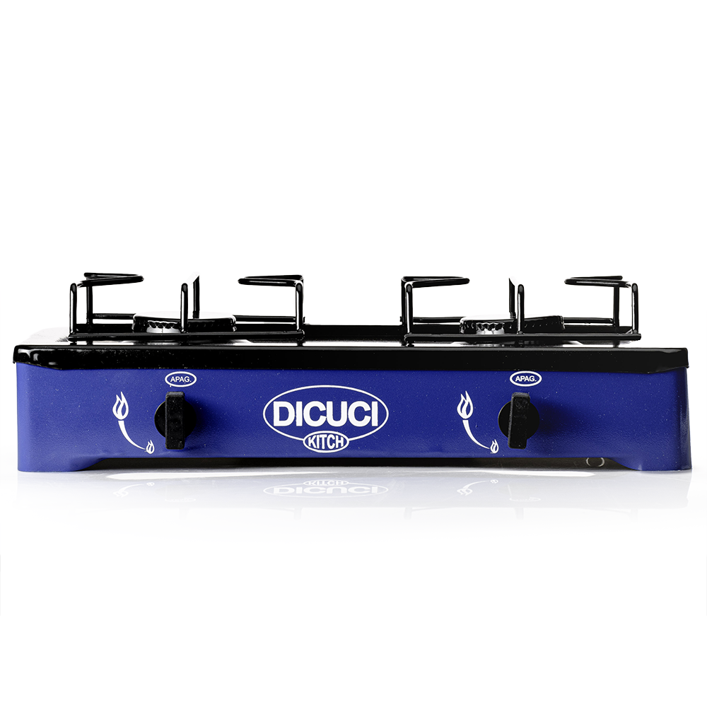 Estufa De Mesa Con Dos Quemadores 47cm Acero Porcelanizado - Imagen 2