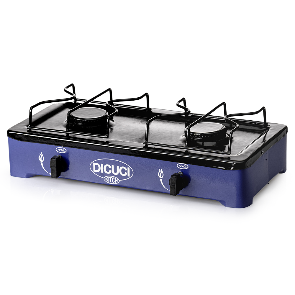 Estufa De Mesa Con Dos Quemadores 47cm Acero Porcelanizado - Imagen 3