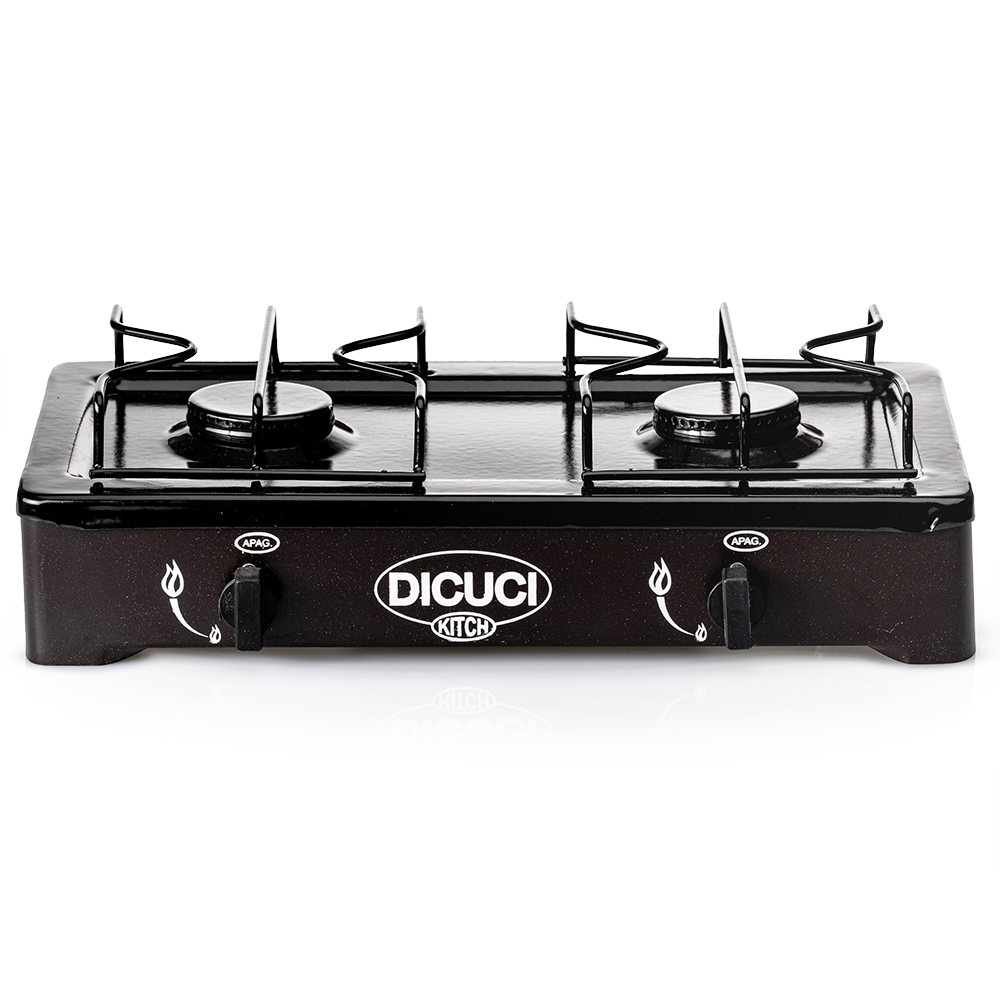 Estufa De Mesa Con Dos Quemadores 47cm Acero Porcelanizado - Imagen 4