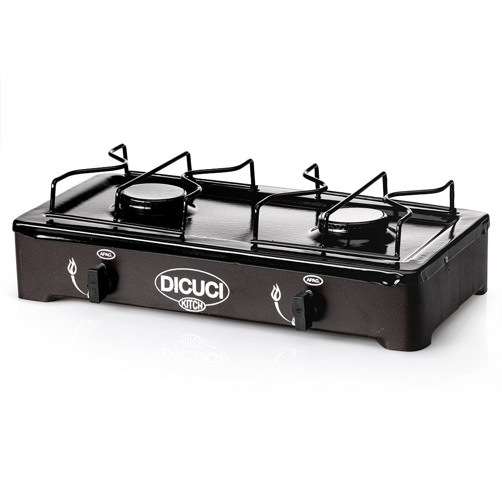 Estufa De Mesa Con Dos Quemadores 47cm Acero Porcelanizado - Imagen 6