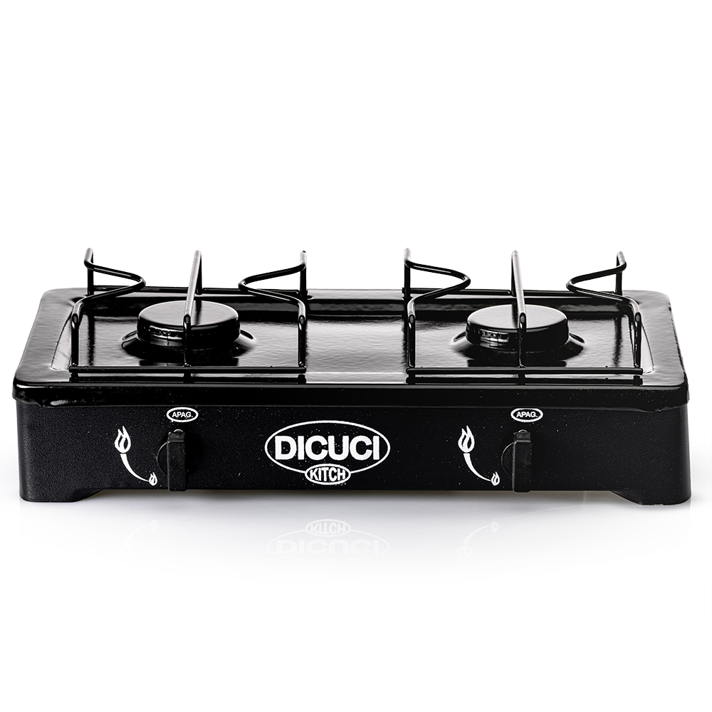 Estufa De Mesa Con Dos Quemadores 47cm Acero Porcelanizado - Imagen 7