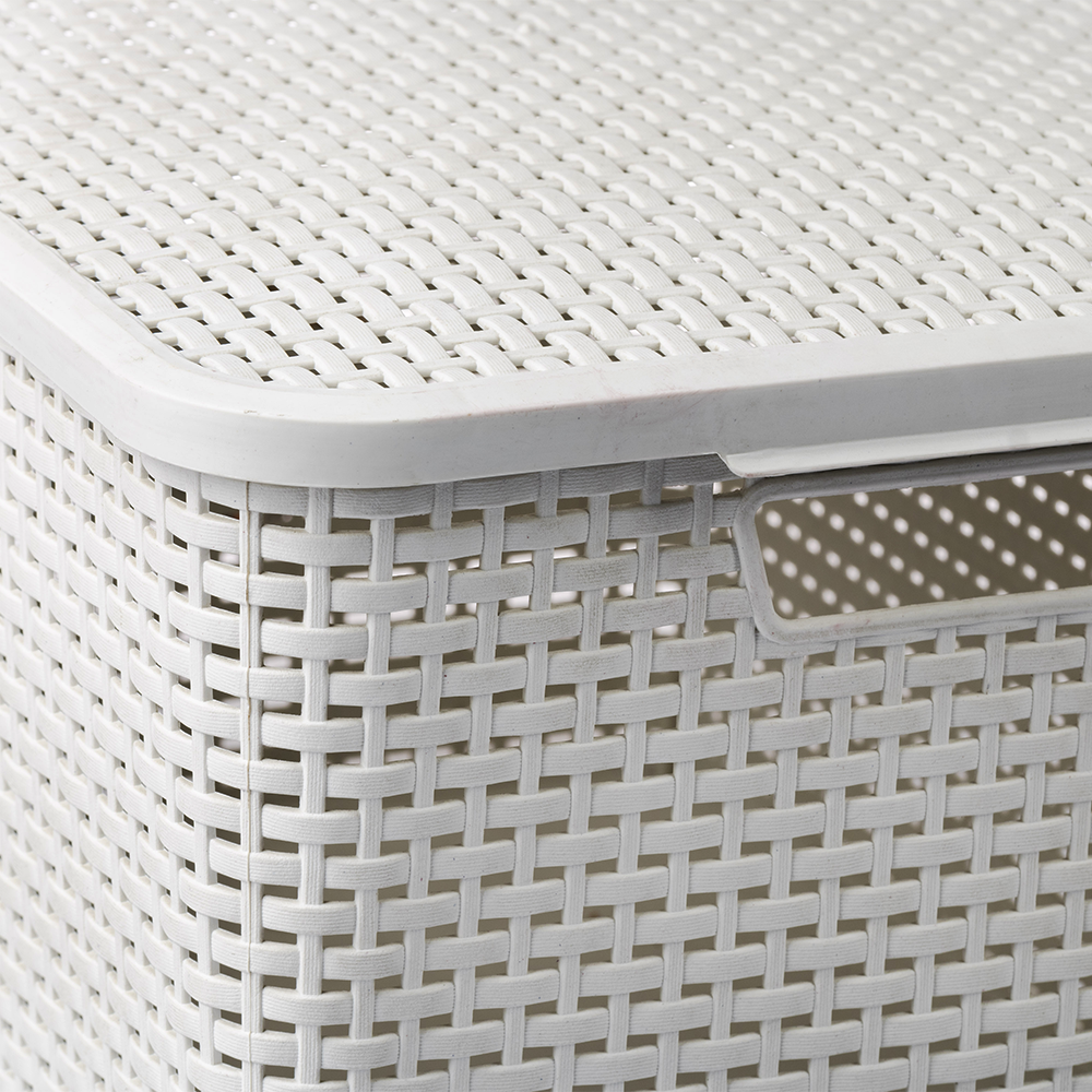 Canasta rattan con tapa 46.20 cm Blanco Niebla La Ardilla