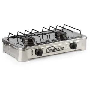 Estufa De Mesa Con Dos Quemadores 50cm Acero Porcelanizado