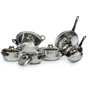 Batería de Cocina La Poblana 12 Piezas Acero Inoxidable Negra