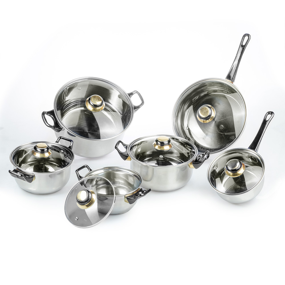 Batería de Cocina La Poblana 12 Piezas Acero Inoxidable Negra - Imagen 2