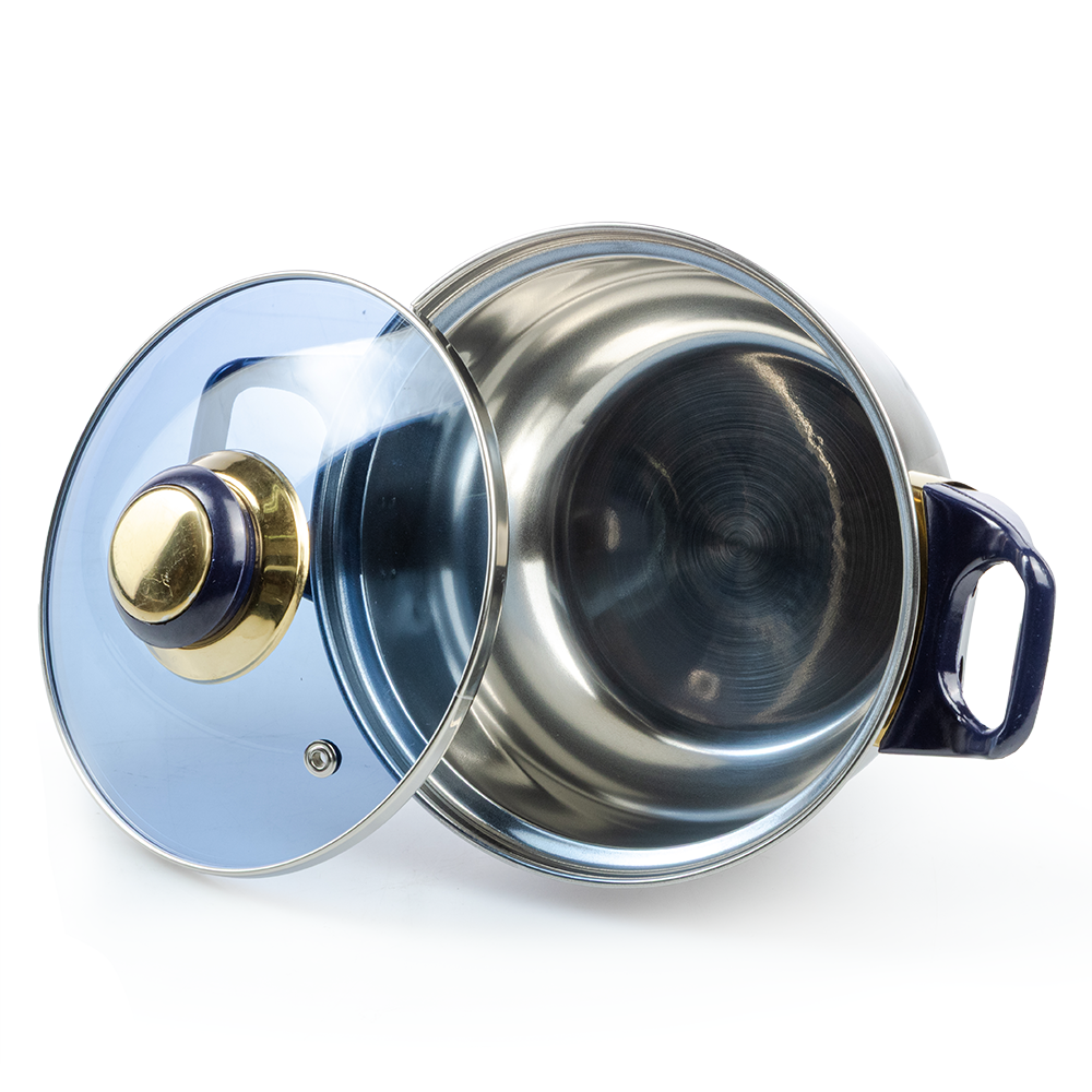 Batería de Cocina La Poblana 12 Piezas Acero Inoxidable Azul - Imagen 6