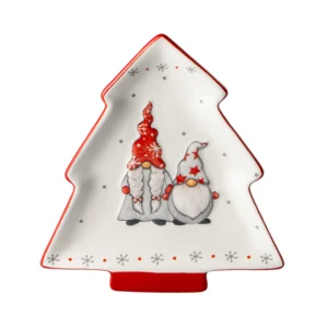 Plato Pino Navideño Gnomo Cerámica Top Choice