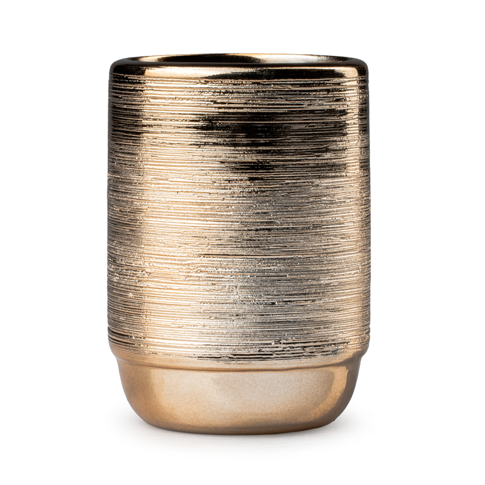 Vaso Portacepillos Dorado 11.5cm Cerámica Top Choice