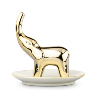 Joyero Elefante Dorado 11.5cm Porcelana Love And Lemons