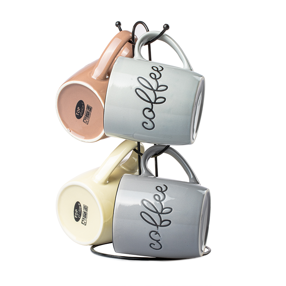 Juego De 4 Tazas Coffee 360ml Porcelana Top Choice - Imagen 2