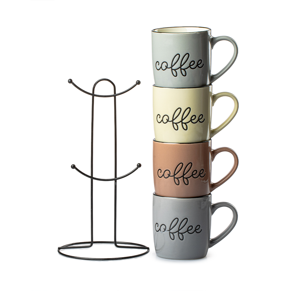 Juego De 4 Tazas Coffee 360ml Porcelana Top Choice - Imagen 5