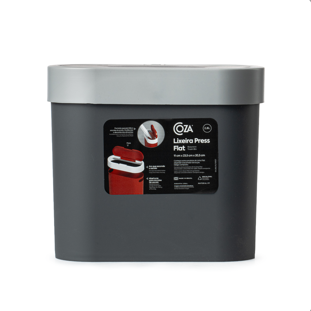 Contenedor De Basura Gris 2.8L Plástico Coza - Imagen 4