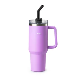 Termo Con Popote Púrpura 1.2L Acero Inoxidable Nuvó