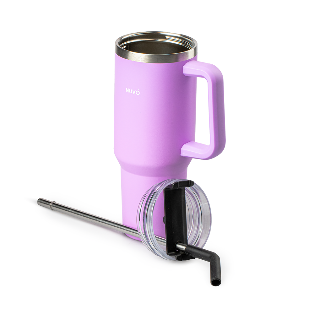 Termo Con Popote Púrpura 1.2L Acero Inoxidable Nuvó - Imagen 2