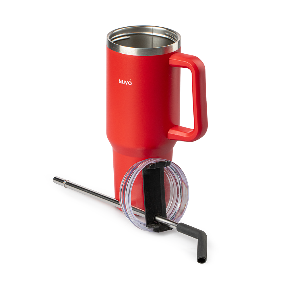 Termo Con Popote Rojo 1.2L Acero Inoxidable Nuvó - Imagen 2